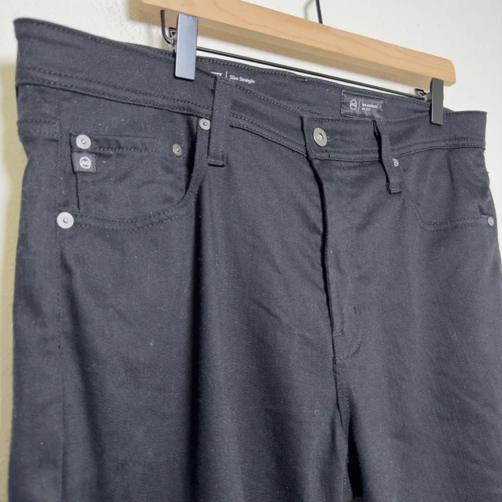 Adriano Goldschmied Men Everett Slim Straight Pants 35 Black Japanese Fabric